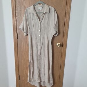 Cleobella Cream Button-Down Midi Dress